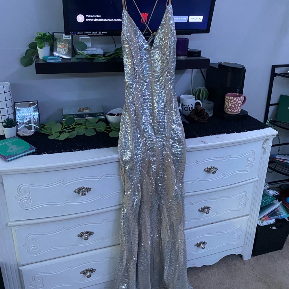 Windsor Champagne Sequin Prom Dress